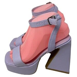 Va Cobra Heels Block Heel Chunky Triangle Light Purple Size 5.5 NEW